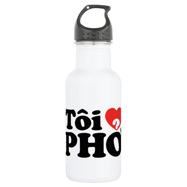 Botella De Agua I Heart (Love) Pho (Tôi + PHỞ) Idioma Vietnamita (Anverso)