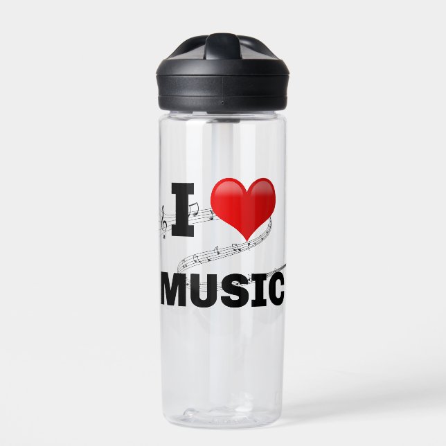 Botella De Agua I Love Music, popular design (Delante)