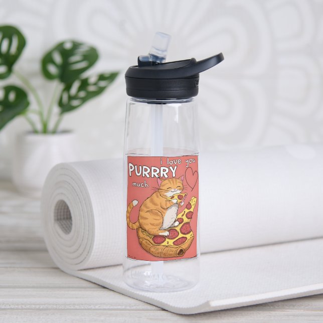 Botella De Agua I Love You Purrry Much Funny Cat Lover Gift  (Yoga (girado))