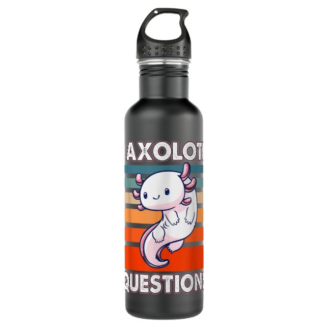Botella De Agua I Preguntas Axolotl Cute Axolotl  (Anverso)