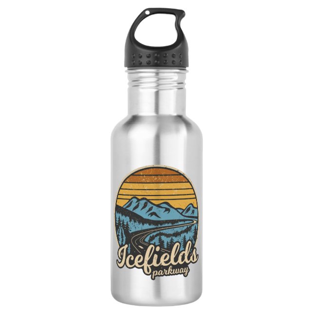 Botella De Agua Icefields Parkway Alberta Canadá Retro (Anverso)