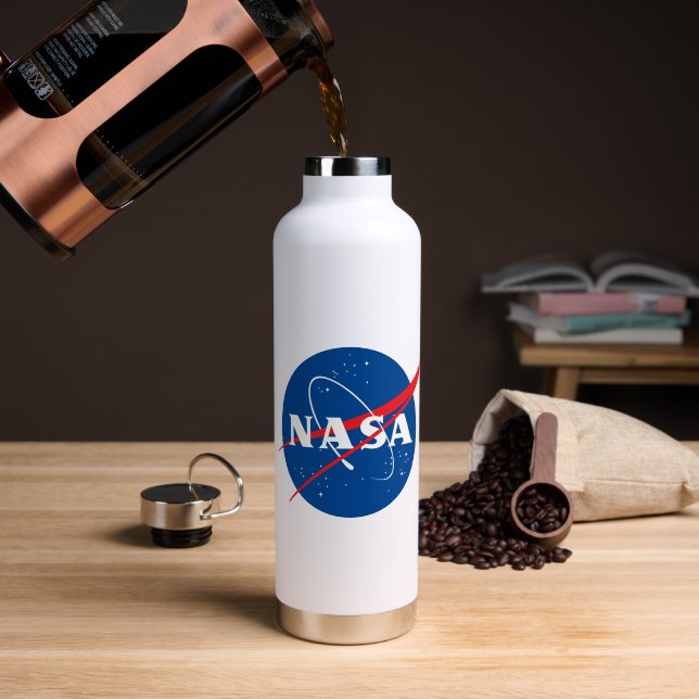 Botella De Agua Icónico Aislamiento Blanco Del Cohete De La NASA (Café (girado))