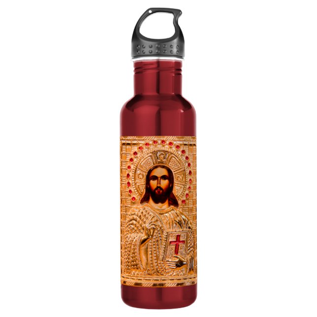 Botella De Agua Icono de oro de Jesús (Anverso)