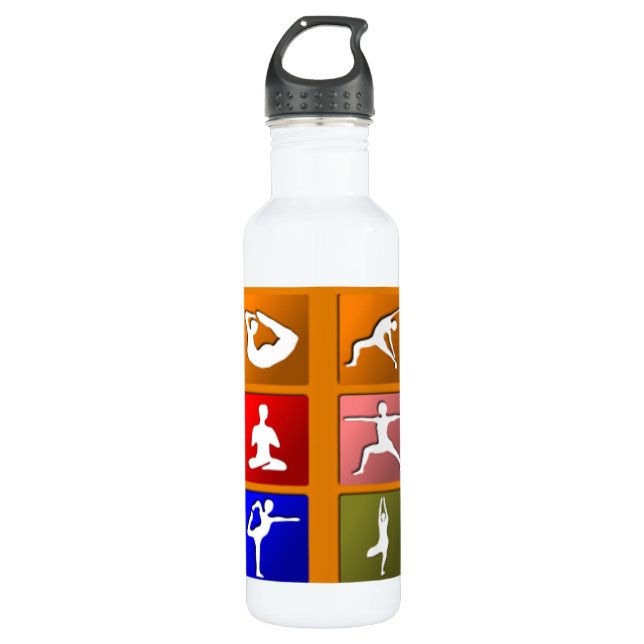 Botella De Agua Iconos de la actitud de la yoga (Anverso)