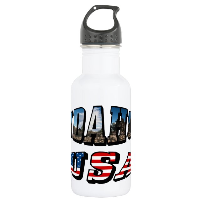 Botella De Agua Idaho Picture State and Flag USA Textos (Anverso)
