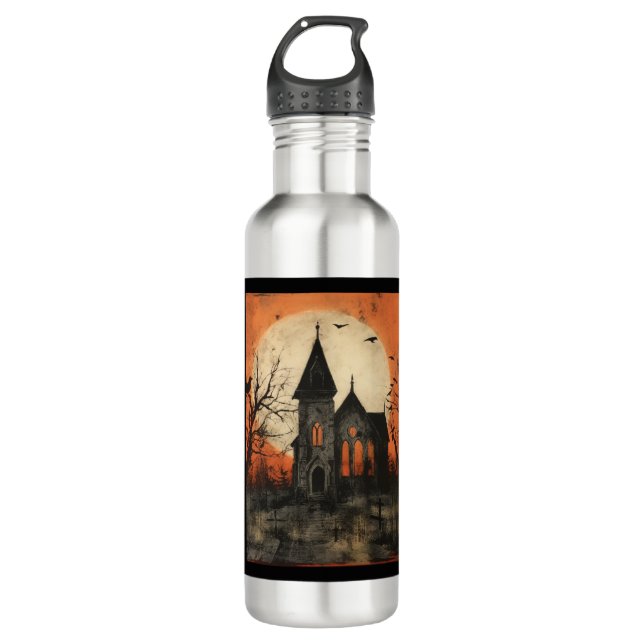 Botella De Agua Iglesia de Halloween espeluznante - Pegatina estil (Anverso)