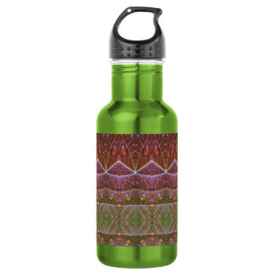 Botella De Agua Ikat Zen de hoja verde y bronce