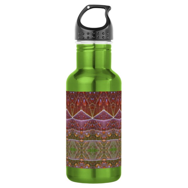 Botella De Agua Ikat Zen de hoja verde y bronce (Anverso)