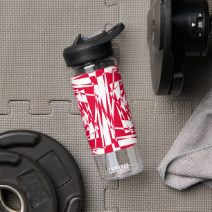 Botella De Agua Ilusión abstracta roja blanca