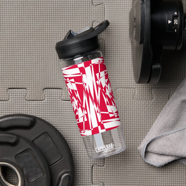 Botella De Agua Ilusión abstracta roja blanca (Gimnasio)