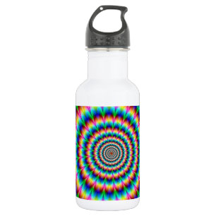 Botella De Agua Ilusión óptica de espiral de arcoíris