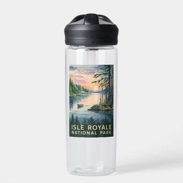 Botella De Agua Ilustracion acuático de Isle Royale (Delante)