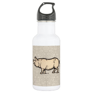 Botella De Agua Ilustración antigua de cerdo Cerdito lindo vintage