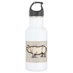 Botella De Agua Ilustración antigua de cerdo Cerdito lindo vintage