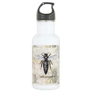 Botella De Agua Ilustración antigua de insecto bug abeja reina