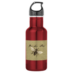 Botella De Agua Ilustración Antigüedad Insecto Abeja Obrera Vintag