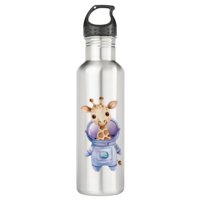 Botella De Agua Ilustracion Astronauta de Girafa Adorable Clásico  (Anverso)