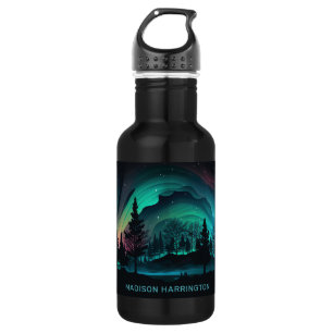 Botella De Agua Ilustracion Aurora Borealis
