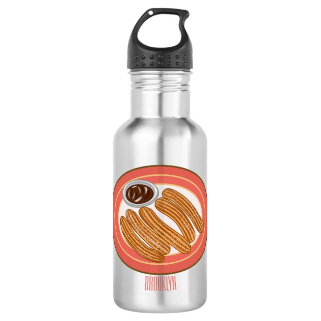 Botella De Agua Ilustracion Churro personalizado (Anverso)