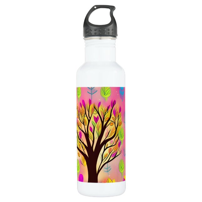 Botella De Agua Ilustracion de árbol colorido de bonito (Anverso)