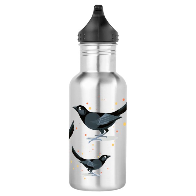 Botella De Agua Ilustracion de Aves Negras (Derecha)