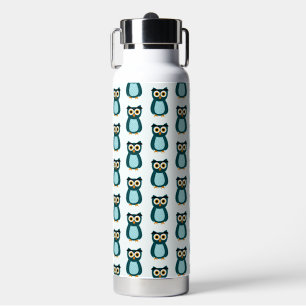 Botella De Agua Ilustración de búho azul