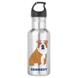 Botella De Agua Ilustracion de Bulldog inglés personalizado