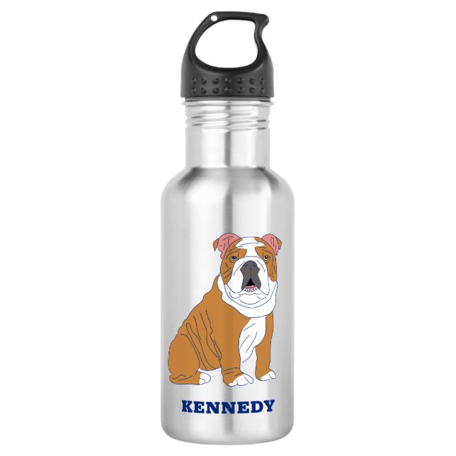 Botella De Agua Ilustracion de Bulldog inglés personalizado (Anverso)