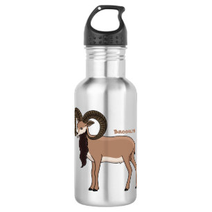Botella De Agua Ilustracion de cabra de Mouflon