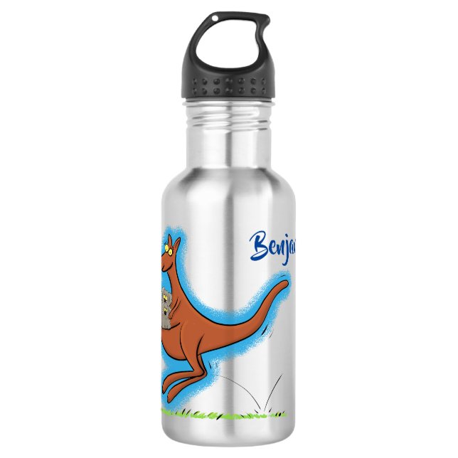 Botella De Agua Ilustracion de canguro y personalizado de koalas (Anverso)