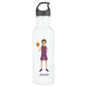 Botella De Agua Ilustracion de Chica de baloncesto y nombre person