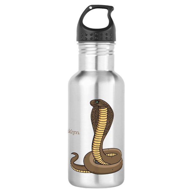 Botella De Agua Ilustracion de cobra marrón (Anverso)