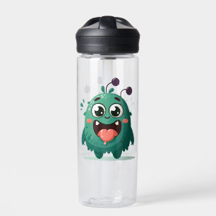 Botella De Agua Ilustración de dibujos animados de monstruo lindo
