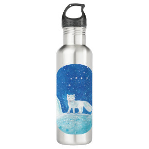 Botella De Agua Ilustracion de Fox blanca ártica (Vulpes lagopus)
