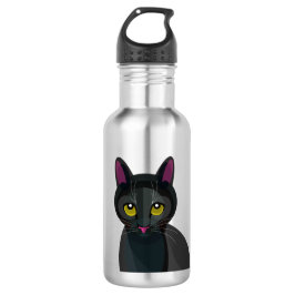 Botella De Agua Ilustracion de gato negro