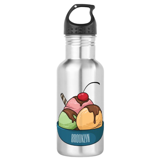 Botella De Agua Ilustracion de helado personalizado (Anverso)
