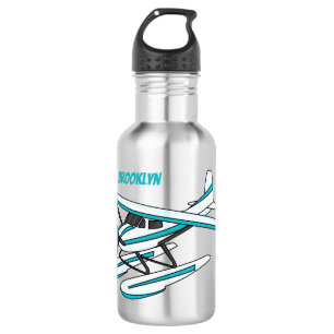 Botella De Agua Ilustracion de hidroavión azul blanco