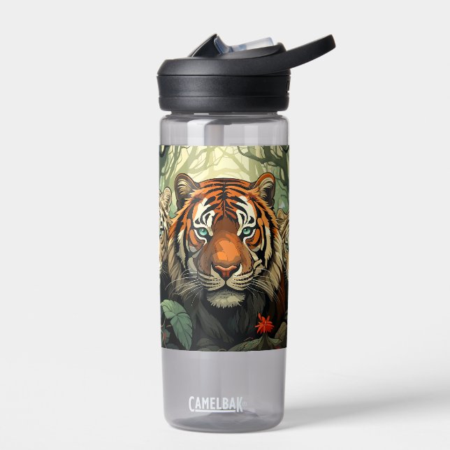 Botella De Agua Ilustracion de los tigres monogramo personalizado (Izquierdo)
