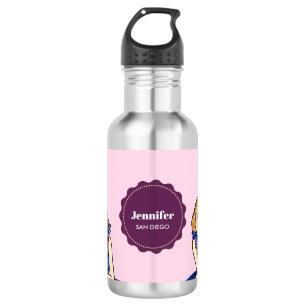 Botella De Agua Ilustración de moda de vestido de cóctel azul real