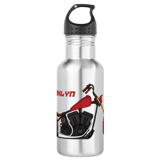 Botella De Agua Ilustracion de motocicleta estilo helicóptero (Anverso)