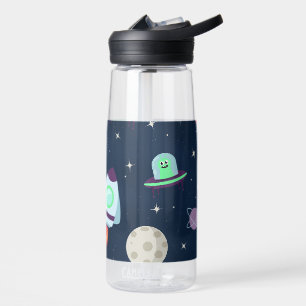 Botella De Agua Ilustración de patrón espacial