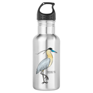 Botella De Agua Ilustracion de personalizado de aves de garza