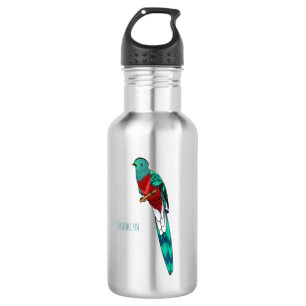 Botella De Agua Ilustracion de personalizado de aves quetzales res