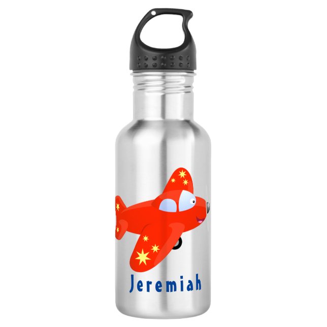 Botella De Agua Ilustracion de personalizado de avión rojo con vue (Anverso)