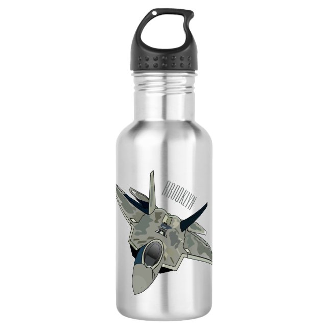 Botella De Agua Ilustracion de personalizado de aviones de combate (Anverso)