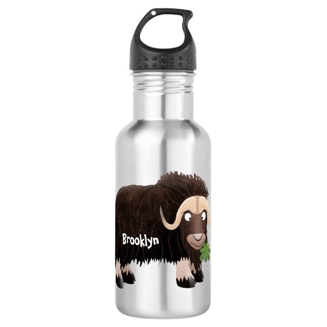 Botella De Agua Ilustracion de personalizado de buey hongo (Anverso)