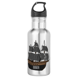Botella De Agua Ilustracion de personalizado de buques piratas