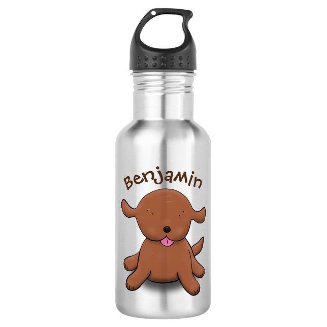 Botella De Agua Ilustracion de personalizado de cachorro alegre (Anverso)