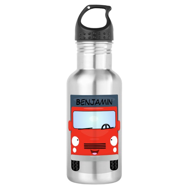 Botella De Agua Ilustracion de personalizado de camión de kawaii r (Anverso)