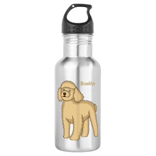 Botella De Agua Ilustracion de personalizado de caniche marrón fel